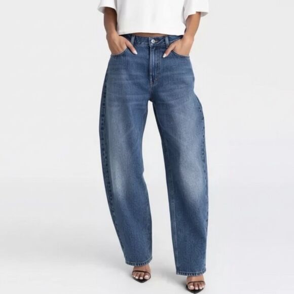 KBB by Kahlana Denim - KBB Jeans Barrel Leg NWT by Kahlana Mid Rise Dark Wash Size 0